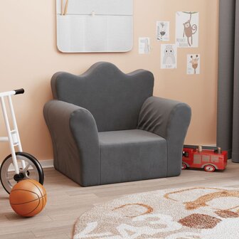 Kinderbank zacht pluche antracietkleurig 1