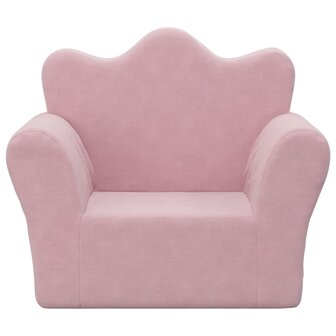 Kinderbank zacht pluche roze 3
