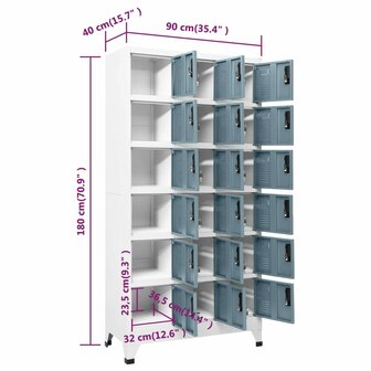 Lockerkast 90x40x180 cm staal lichtgrijs en donkergrijs 8