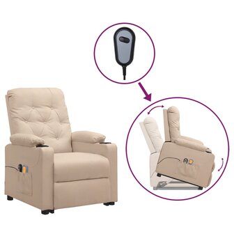 Sta-op-massagestoel stof cr&egrave;mekleurig 1