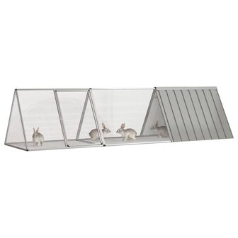 Konijnenhok 302,5x80,5x71 cm gegalvaniseerd staal grijs 2