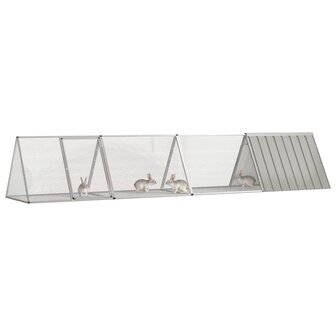 Konijnenhok 403,5x80,5x71 cm gegalvaniseerd staal grijs 2