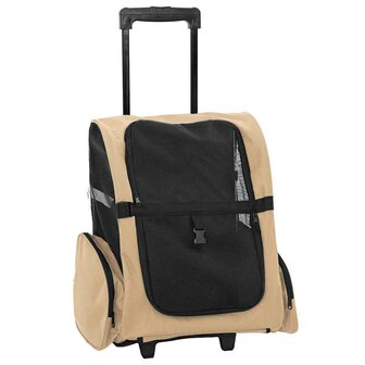 Huisdierentrolley 3-in-1 48x32x57 cm oxford stof zandkleurig 2