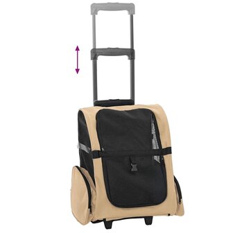 Huisdierentrolley 3-in-1 48x32x57 cm oxford stof zandkleurig 7