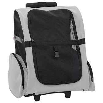 Huisdierentrolley 3-in-1 48x32x57 cm oxford stof grijs 1
