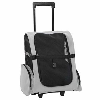Huisdierentrolley 3-in-1 48x32x57 cm oxford stof grijs 2