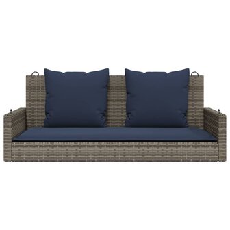 Schommelbank met kussens 119x56x48 cm poly rattan grijs 4