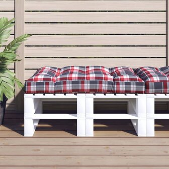 Palletkussen 120x80x12 cm stof ruitpatroon rood 1