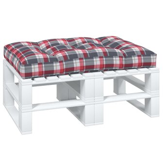 Palletkussen 120x80x12 cm stof ruitpatroon rood 3