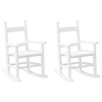 Schommelstoelen 2 st voor kinderen massief populierenhout wit 2