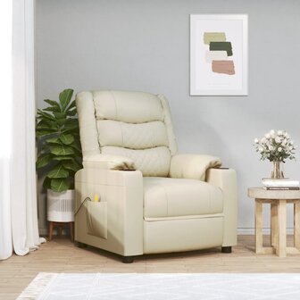Massagestoel kunstleer cr&egrave;mekleurig 1