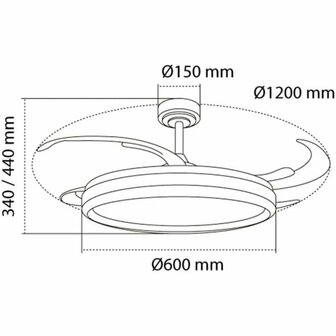 Plafondventilator CristalRecord CHARLY L RETRAC Transparant 80 W 2