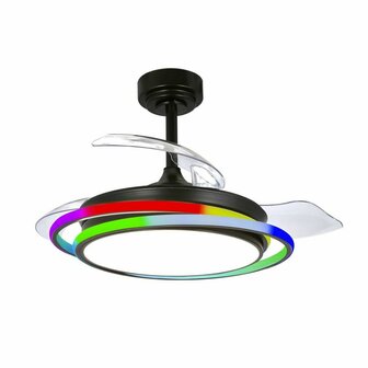 Plafondventilator CristalRecord ANTILA MINI RGB BK RETRAC Zwart 1