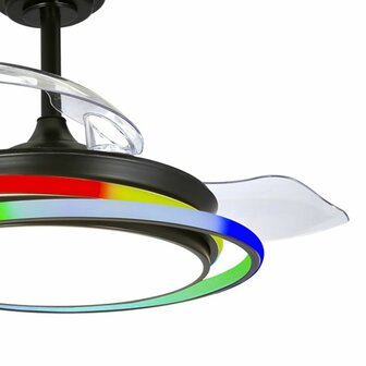 Plafondventilator CristalRecord ANTILA MINI RGB BK RETRAC Zwart 2