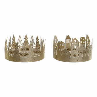 Kaarshouder DKD Home Decor Gouden Natuurlijk Metaal 16,5 x 16,5 x 8,5 cm (2 Stuks) 1