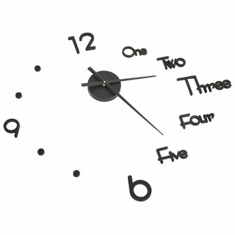 3D-wandklok modern XXL 100 cm zwart 3