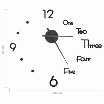 3D-wandklok modern XXL 100 cm zwart 5