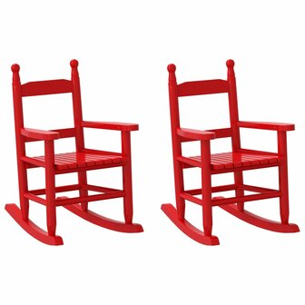 Schommelstoelen 2 st voor kinderen massief populierenhout rood 2