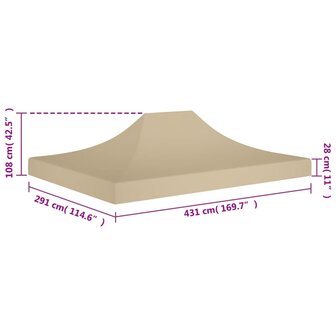 Partytentdak 270 g/m&sup2; 4,5x3 m beige 6