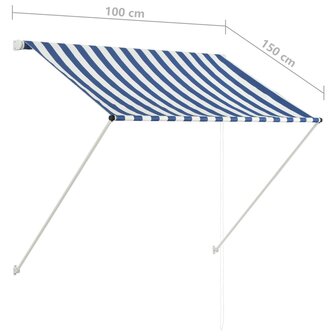 Luifel uittrekbaar 100x150 cm blauw en wit 8