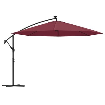Zweefparasol met LED-verlichting 350 cm bordeauxrood 2