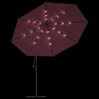 Zweefparasol met LED-verlichting 350 cm bordeauxrood 6