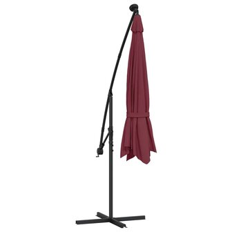 Zweefparasol met LED-verlichting 350 cm bordeauxrood 8