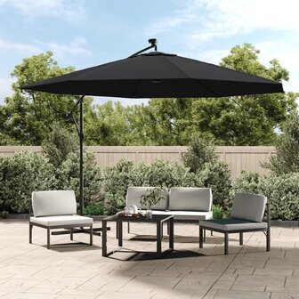 Zweefparasol met LED-verlichting 350 cm zwart 1