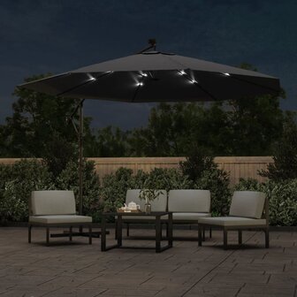 Zweefparasol met LED-verlichting 350 cm zwart 3