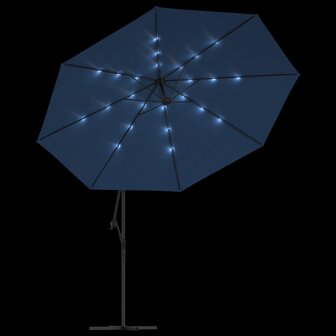 Zweefparasol met LED-verlichting 350 cm azuurblauw 6