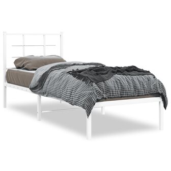Bedframe met hoofdbord zonder matras metaal wit 75x190 cm 2