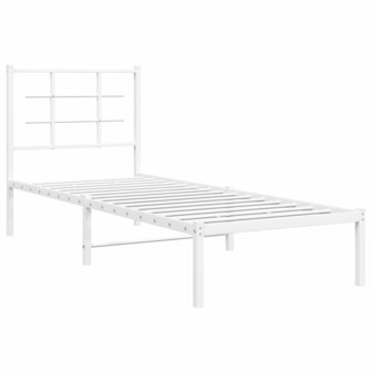 Bedframe met hoofdbord zonder matras metaal wit 75x190 cm 3