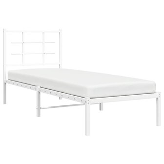 Bedframe met hoofdbord zonder matras metaal wit 75x190 cm 4