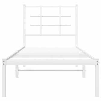 Bedframe met hoofdbord zonder matras metaal wit 75x190 cm 5