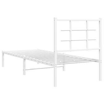 Bedframe met hoofdbord zonder matras metaal wit 75x190 cm 7