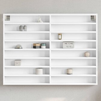 Vitrinekast 100x8,5x75 cm bewerkt hout wit 1