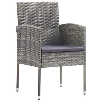 Tuinstoelen 2 st met donkergrijze kussens poly rattan grijs 2