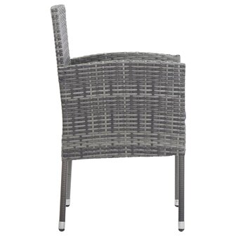 Tuinstoelen 2 st met donkergrijze kussens poly rattan grijs 4