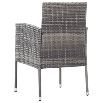 Tuinstoelen 2 st met donkergrijze kussens poly rattan grijs 5