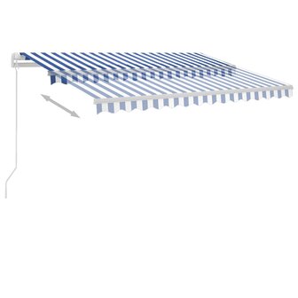 Luifel vrijstaand handmatig uittrekbaar 350x250 cm blauw en wit 6