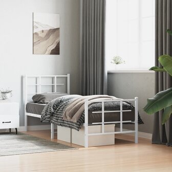 Bedframe met hoofd- en voeteneinde metaal wit 80x200 cm 1