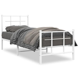 Bedframe met hoofd- en voeteneinde metaal wit 80x200 cm 2