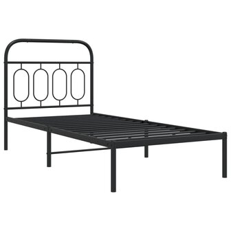Bedframe met hoofdbord metaal zwart 90x190 cm 3