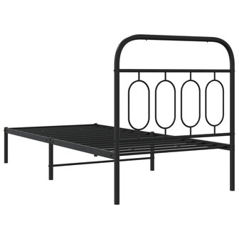 Bedframe met hoofdbord metaal zwart 90x190 cm 6