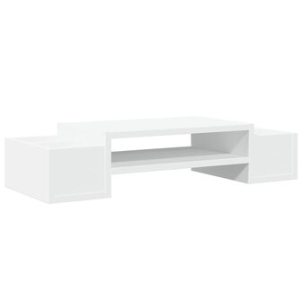 Monitorstandaard met opbergruimte 70x27x15 cm bewerkt hout wit 2