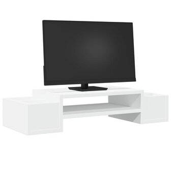 Monitorstandaard met opbergruimte 70x27x15 cm bewerkt hout wit 3