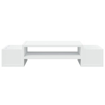Monitorstandaard met opbergruimte 70x27x15 cm bewerkt hout wit 4