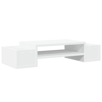 Monitorstandaard met opbergruimte 70x27x15 cm bewerkt hout wit 6