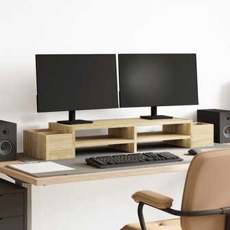 Monitorstandaard opbergruimte 100x27x15 cm hout sonoma eiken 1