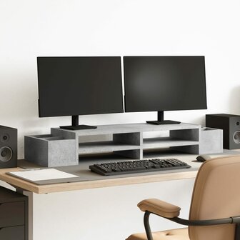Monitorstandaard met opbergruimte 100x27x15 cm hout betongrijs 1